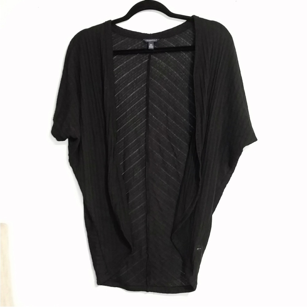 Aeropostale Womens Short Sleeve Black Cardigan - Medium